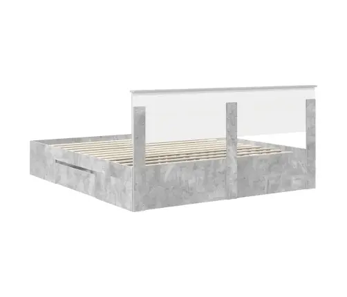 Gultas Rāmis Betona Pelēks 200 X 200 Cm Inženierijas Koks Vidaxl