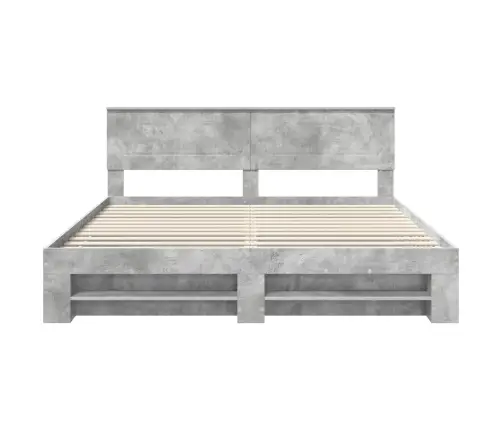 Gultas Rāmis Betona Pelēks 200 X 200 Cm Inženierijas Koks Vidaxl