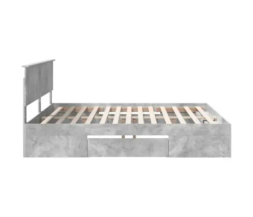 Gultas Rāmis Betona Pelēks 200 X 200 Cm Inženierijas Koks Vidaxl