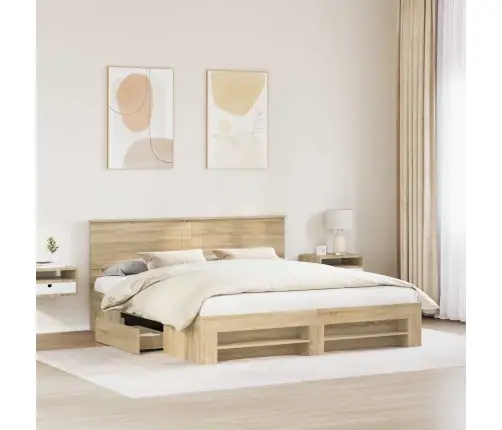 Gultas Rāmis Sonoma Ozols 180 X 200 Cm Inženierijas Koks Vidaxl