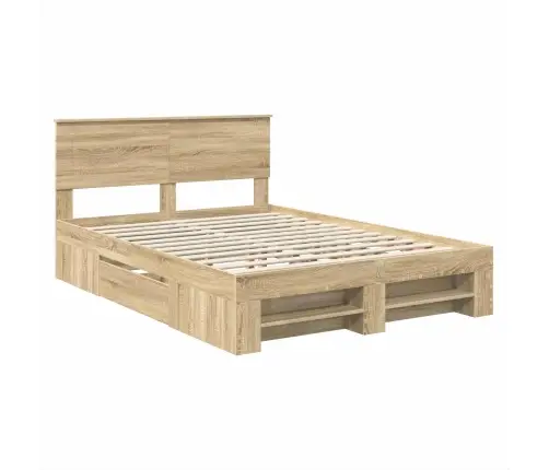 Gultas Rāmis Sonoma Ozols 150 X 200 Cm Inženierijas Koks Vidaxl