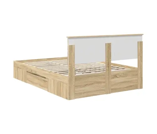 Gultas Rāmis Sonoma Ozols 150 X 200 Cm Inženierijas Koks Vidaxl