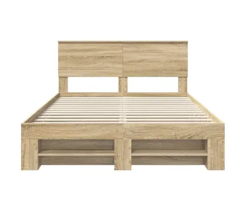 Gultas Rāmis Sonoma Ozols 150 X 200 Cm Inženierijas Koks Vidaxl