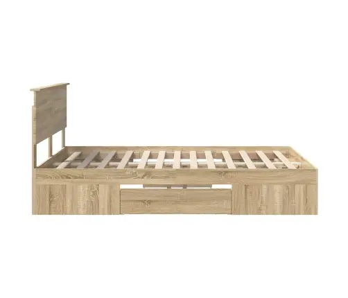 Gultas Rāmis Sonoma Ozols 150 X 200 Cm Inženierijas Koks Vidaxl