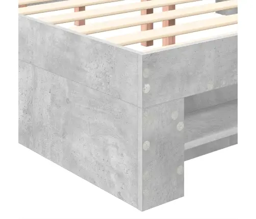 Gultas Rāmis Betona Pelēks 150 X 200 Cm Inženierijas Koks Vidaxl