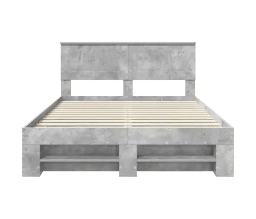 Gultas Rāmis Betona Pelēks 150 X 200 Cm Inženierijas Koks Vidaxl