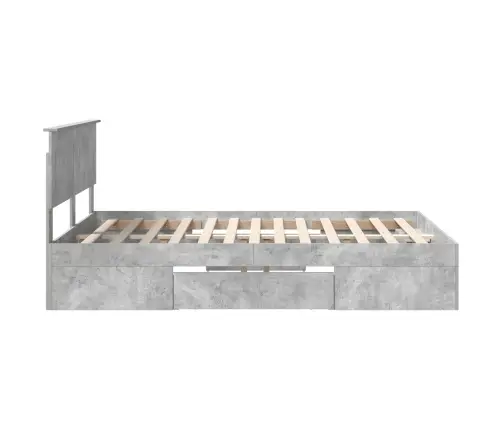 Gultas Rāmis Betona Pelēks 150 X 200 Cm Inženierijas Koks Vidaxl