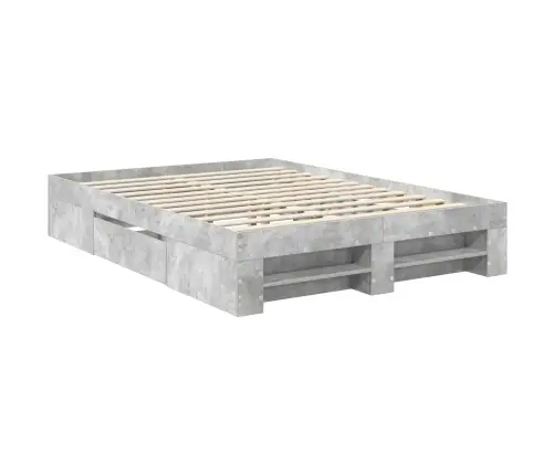 Gultas Rāmis Betona Pelēks 140 X 200 Cm Inženierijas Koks Vidaxl