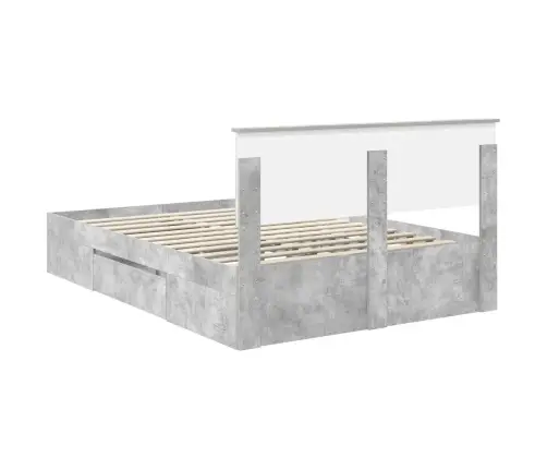 Gultas Rāmis Betona Pelēks 140 X 200 Cm Inženierijas Koks Vidaxl
