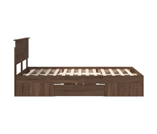 Gultas Rāmis Brūns Ozols 137 X 203 Cm Inženierijas Koks Vidaxl