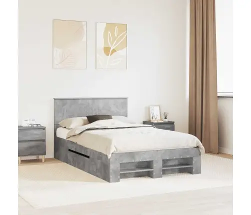 Gultas Rāmis Betona Pelēks 120 X 200 Cm Inženierijas Koks Vidaxl