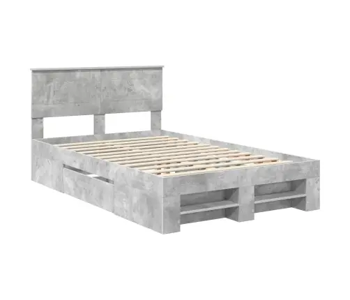 Gultas Rāmis Betona Pelēks 120 X 200 Cm Inženierijas Koks Vidaxl