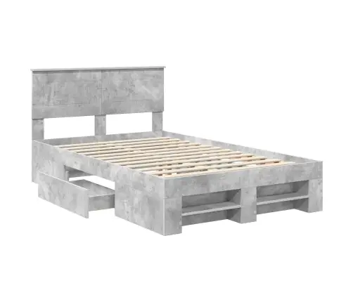 Gultas Rāmis Betona Pelēks 120 X 200 Cm Inženierijas Koks Vidaxl