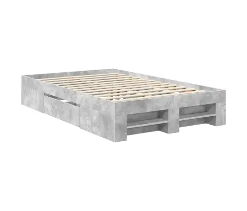 Gultas Rāmis Betona Pelēks 120 X 200 Cm Inženierijas Koks Vidaxl