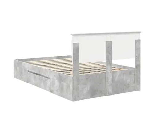 Gultas Rāmis Betona Pelēks 120 X 200 Cm Inženierijas Koks Vidaxl