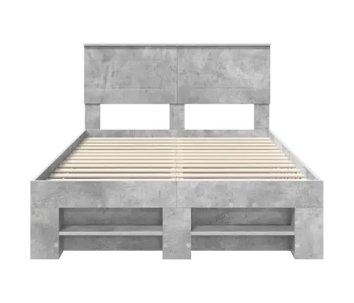 Gultas Rāmis Betona Pelēks 120 X 200 Cm Inženierijas Koks Vidaxl