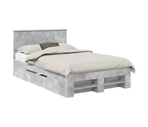 Gultas Rāmis Betona Pelēks 120 X 200 Cm Inženierijas Koks Vidaxl