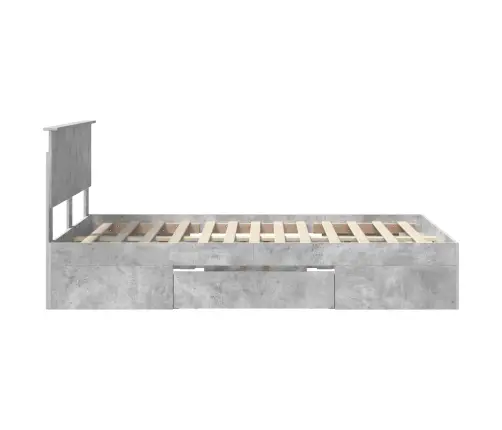 Gultas Rāmis Betona Pelēks 120 X 200 Cm Inženierijas Koks Vidaxl