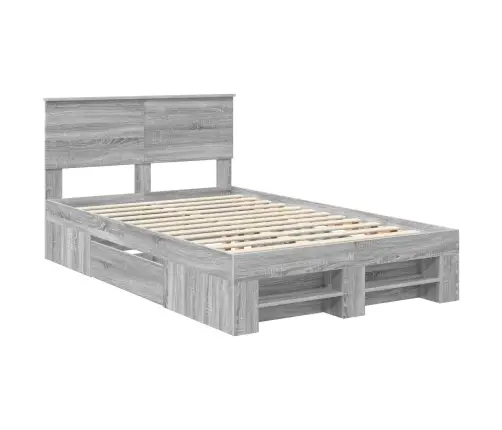 Gultas Rāmis Pelēks Sonoma 120 X 200 Cm Inženierijas Koks Vidaxl