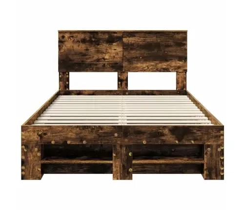 Gultas Rāmis Dūmaka Ozols 120 X 200 Cm Inženierijas Koks Vidaxl