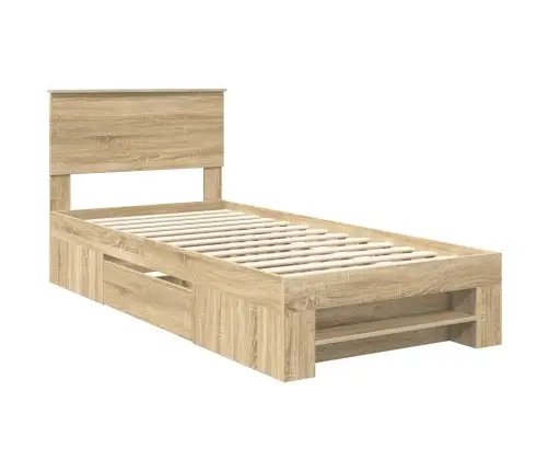 Gultas Rāmis Sonoma Ozols 90 X 200 Cm Inženierijas Koks Vidaxl