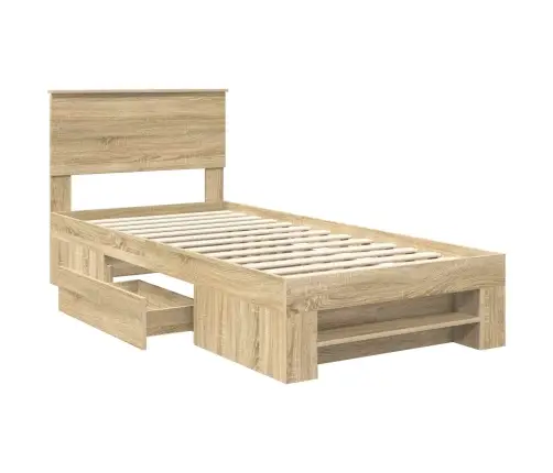 Gultas Rāmis Sonoma Ozols 90 X 200 Cm Inženierijas Koks Vidaxl