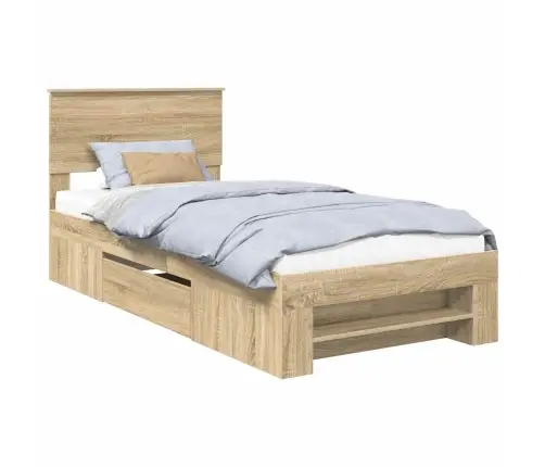 Gultas Rāmis Sonoma Ozols 90 X 200 Cm Inženierijas Koks Vidaxl