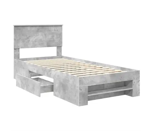 Gultas Rāmis Betona Pelēks 90 X 200 Cm Inženierijas Koks Vidaxl