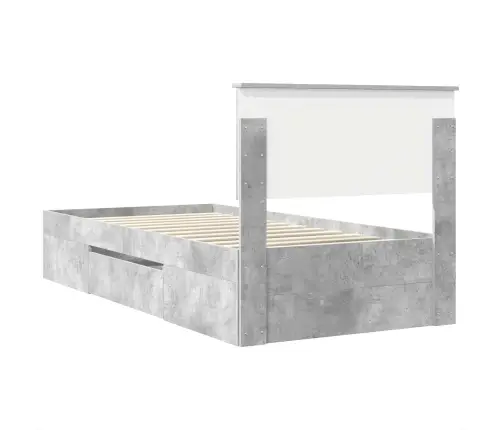 Gultas Rāmis Betona Pelēks 90 X 200 Cm Inženierijas Koks Vidaxl