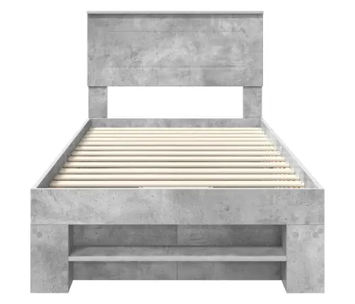 Gultas Rāmis Betona Pelēks 90 X 200 Cm Inženierijas Koks Vidaxl