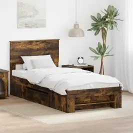 Voodi Raam Peaga Suitsetatud Tamm 90 X 200 Cm Tehispuit