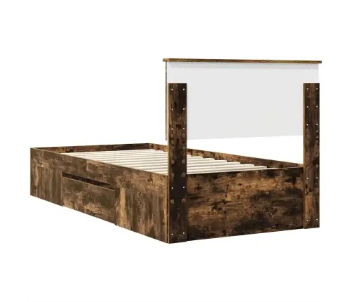 Gultas Rāmis Dūmaka Ozols 90 X 200 Cm Inženierijas Koks Vidaxl