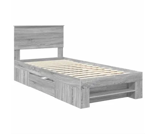Gultas Rāmis Pelēks Sonoma 90 X 200 Cm Inženierijas Koks Vidaxl