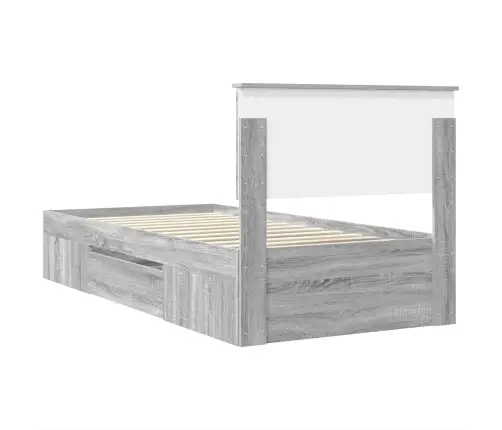 Gultas Rāmis Pelēks Sonoma 90 X 200 Cm Inženierijas Koks Vidaxl