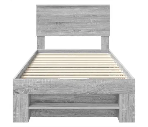 Gultas Rāmis Pelēks Sonoma 90 X 200 Cm Inženierijas Koks Vidaxl