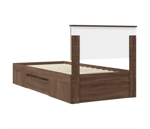 Gultas Rāmis Brūns Ozols 90 X 200 Cm Inženierijas Koks Vidaxl