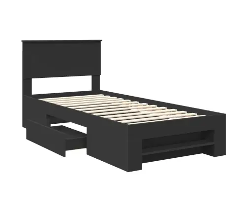 Voodi Raam Peaga Must 80 X 200 Cm Tehispuit