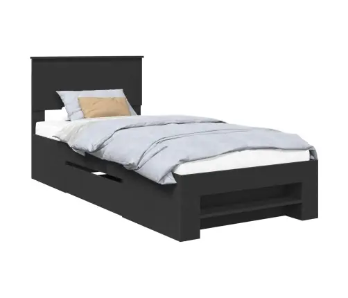 Voodi Raam Peaga Must 80 X 200 Cm Tehispuit