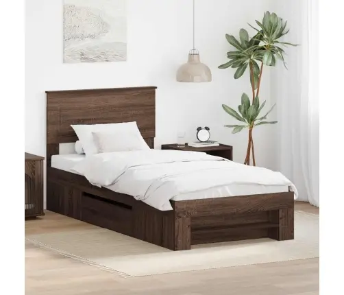 Gultas Rāmis Brūns Ozols 80 X 200 Cm Inženierijas Koks Vidaxl