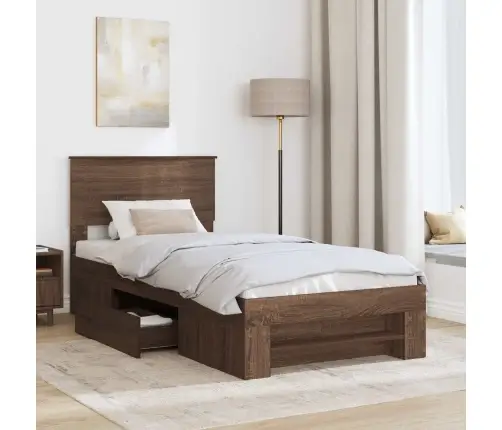 Gultas Rāmis Brūns Ozols 80 X 200 Cm Inženierijas Koks Vidaxl