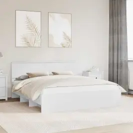 Gultas Rāmis Balts 200 X 200 Cm Inženierijas Koks Vidaxl