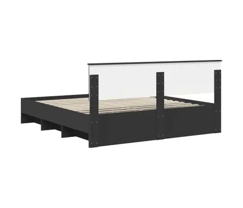 Voodi Raam Peaga Must 200 X 200 Cm Tehispuit