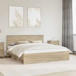 Gultas Rāmis Sonoma Ozols 200 X 200 Cm Inženierijas Koks Vidaxl