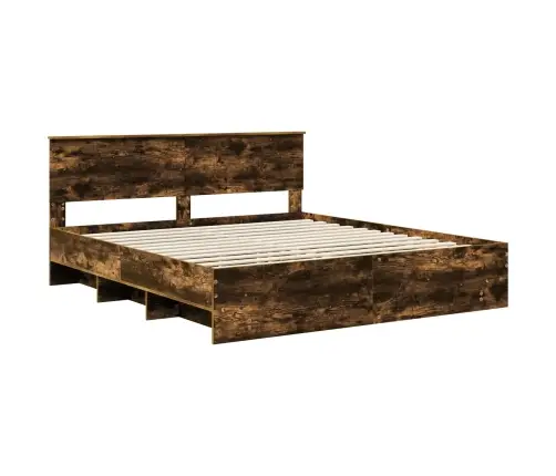 Gultas Rāmis Dūmaka Ozols 200 X 200 Cm Inženierijas Koks Vidaxl