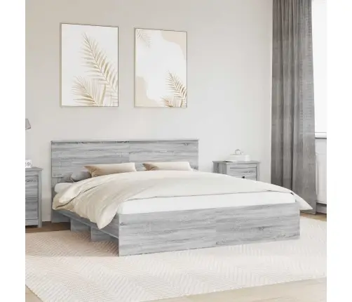 Lovos Rėmas Pilkas Sonoma 200 X 200 Cm Apdirbta Mediena