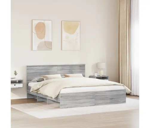 Lovos Rėmas Pilkas Sonoma 200 X 200 Cm Apdirbta Mediena