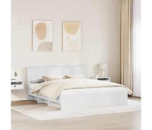 Lovos Rėmas Su Galvūgalio Balta 180 X 200 Cm Apdirbta Mediena