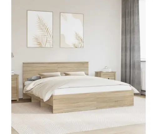 Gultas Rāmis Sonoma Ozols 180 X 200 Cm Inženierijas Koks Vidaxl