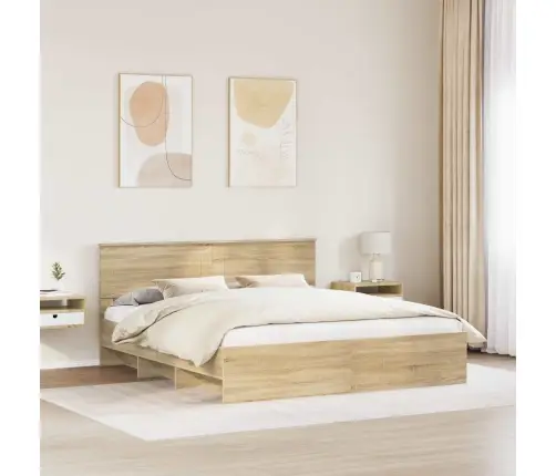 Gultas Rāmis Sonoma Ozols 180 X 200 Cm Inženierijas Koks Vidaxl