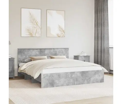 Gultas Rāmis Betona Pelēks 180 X 200 Cm Inženierijas Koks Vidaxl